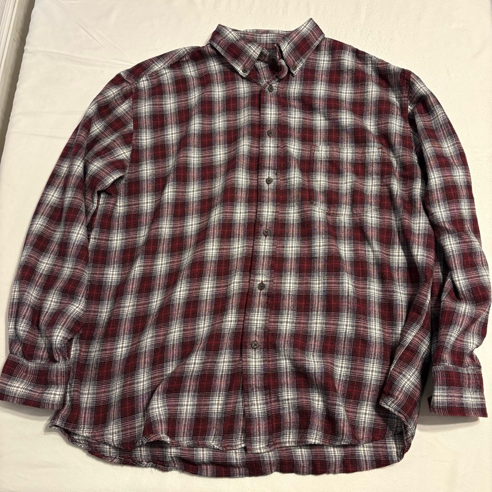 St. John's Bay Burgundy Plaid Button Down Shirt